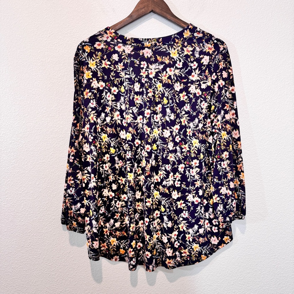 Two by Vince Camuto Floral Boho Blouse Navy Romantic Cottagecore XXL - Picture 9 of 9
